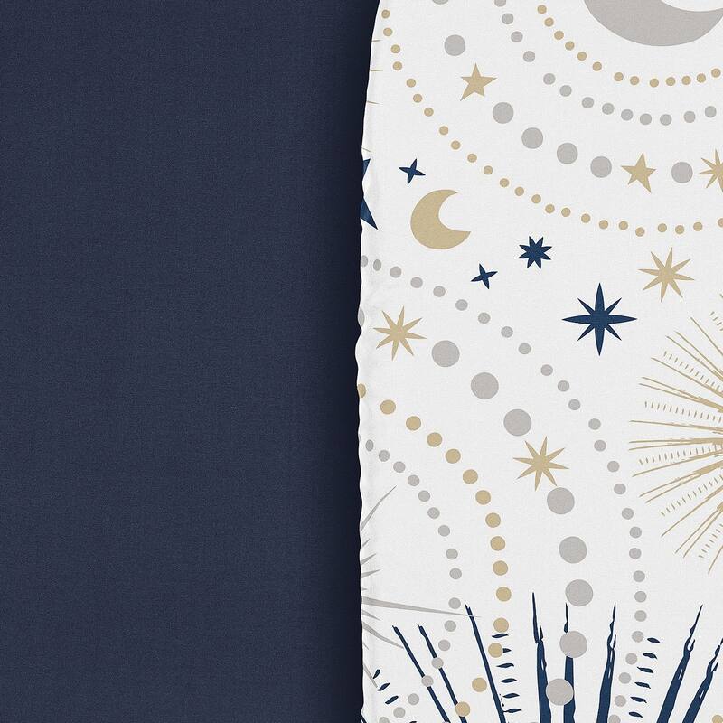 Sweet Jojo Designs Star & Moon Boy, Girl, Unisex/Gender Neutral 2 Pack Baby Bassinet Fitted Sheets -Solid Blue & Celestial Stars