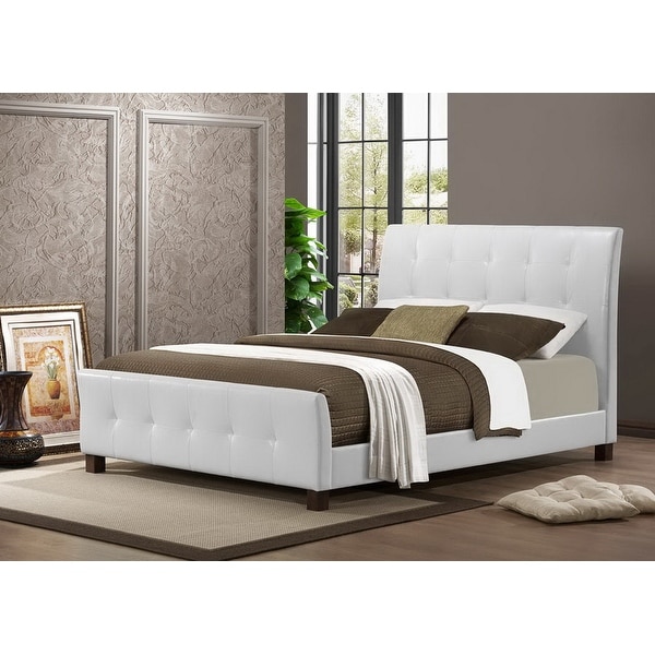 Amara White Faux Leather Platform Bed W Upholstered Headboard Amara White Faux Leather Platform Bed W Upholstered Headboard Footboard Full