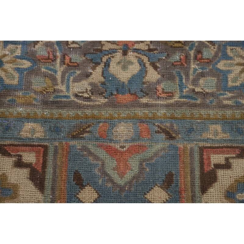 Brown Geometric Bakhtiari Persian Vintage Rug Handmade Wool Carpet - 6'9"x 9'4"