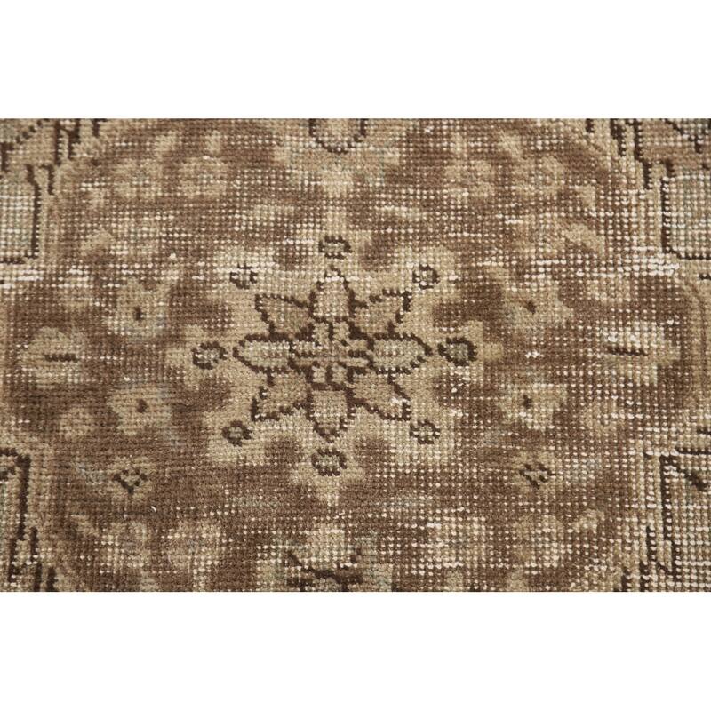 Hand Knotted Oriental 100% Wool Carpet Traditional Floral Brown Tabriz Area Rug - 4' 8'' X 3' 3''