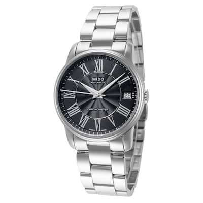 Mido Women's Baroncelli III 33mm Black Dial Stainless Steel Automatic Watch - Silver-Tone - One Size