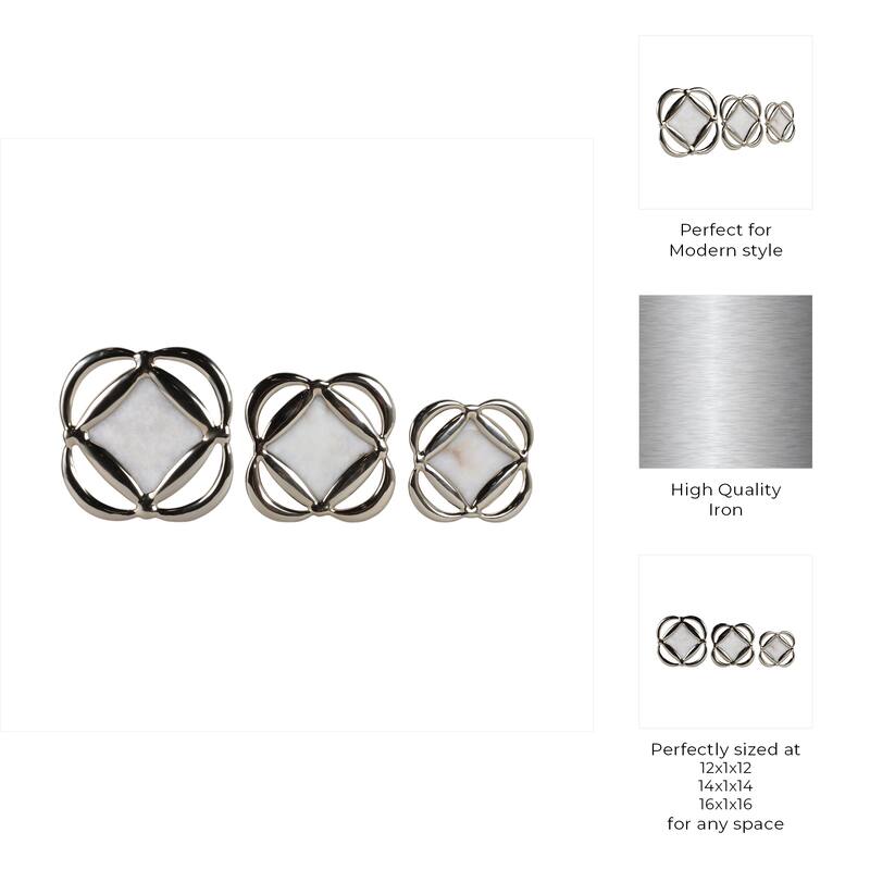 Metal Decorative Wall Decor Floral Design (Set of 3) - 16/14/12" Gold
