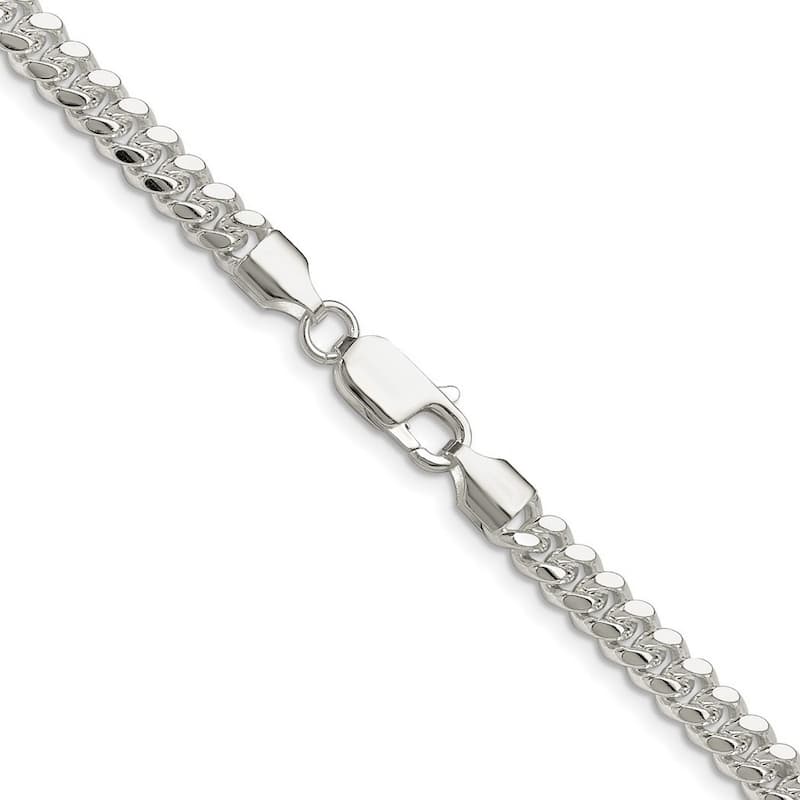 Curata 925 Sterling Silver 5.7mm Domed Curb Chain Necklace for Men