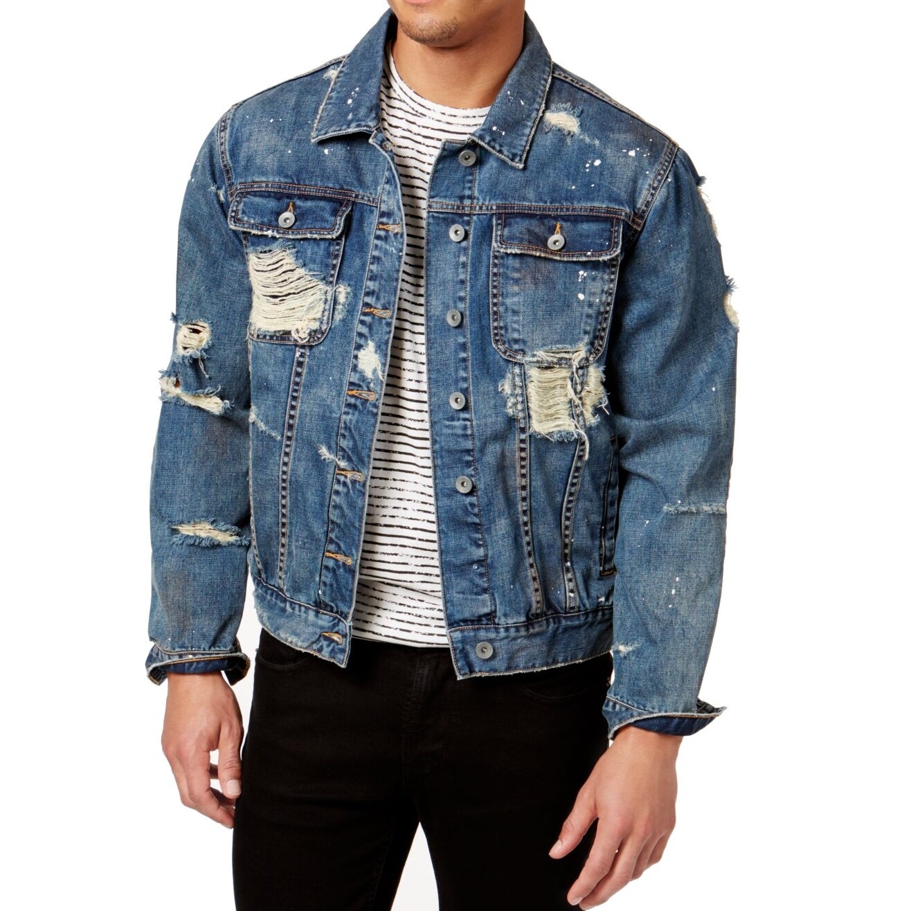 mens jean jacket distressed