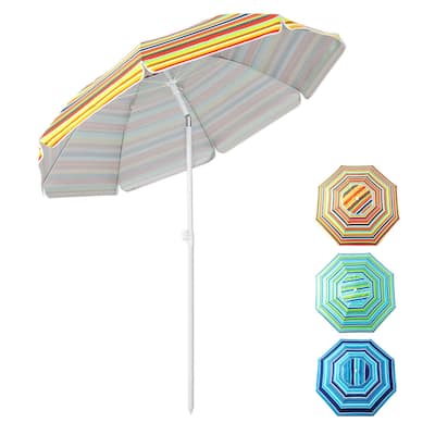 6.5Ft Patio Beach Sunshade Umbrella Portable Tilt Outdoor