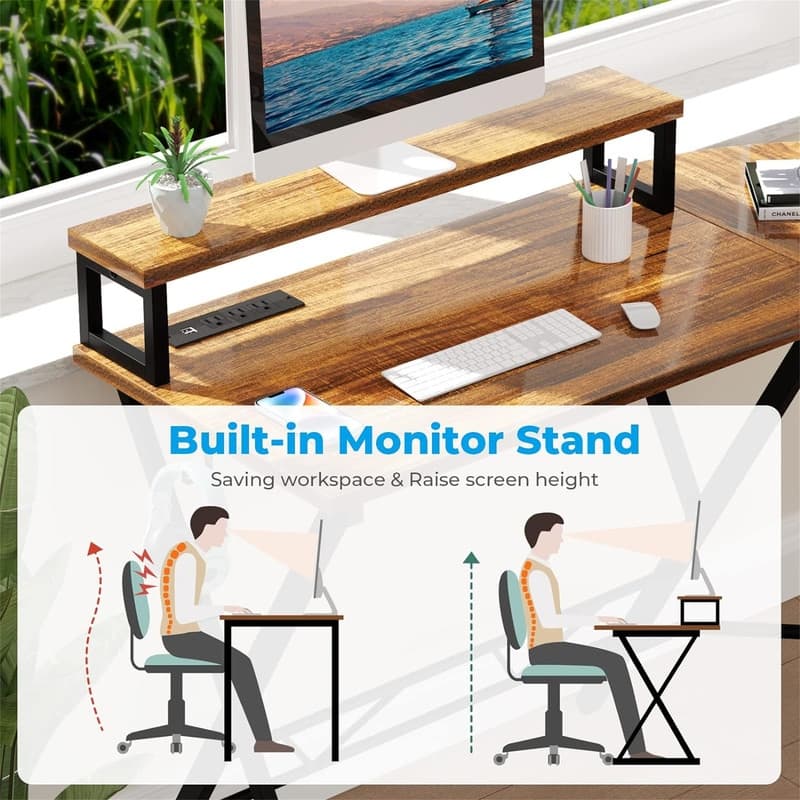 L Shaped Gaming Desk with Power Outlets