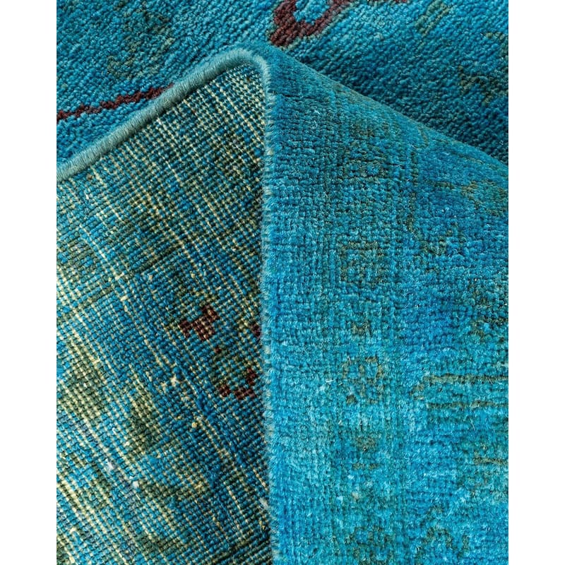 Overton Hand Knotted Wool Vintage Inspired Modern Contemporary Overdyed Blue Area Rug - 4' 1" x 6' 8"