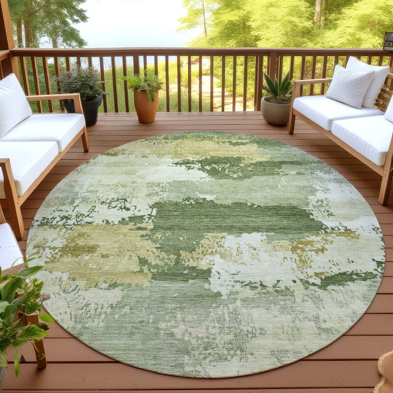 Machine Washable Indoor/ Outdoor Chantille Rug - Olive - 8' x 8'