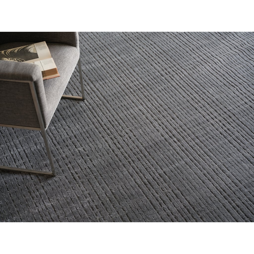 Cabrini Modern Handmade Silky Nylon in Gray Area Rug