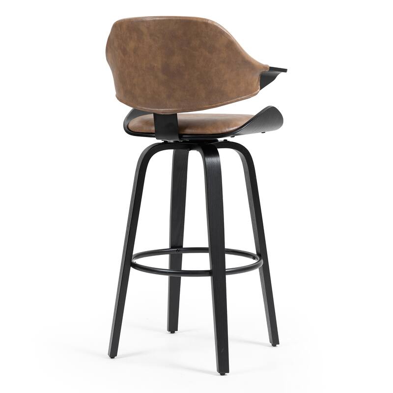 Set of 2 Bevelyn Vintage Brown Faux Leather Swivel Bar Stool