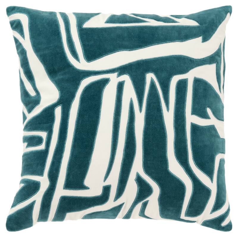 Rizzy Home Contemporary Poly Filled Pillow - 20" x 20" - Ivory/Teal