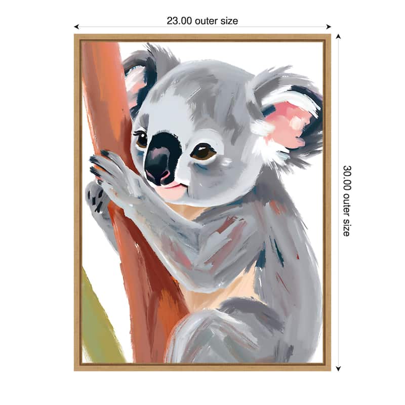 Koala by Ohkimiko Framed Canvas Wall Art - 23 x 30 in