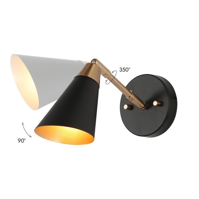 Modern Black Gold 1-Light Metal Wall Sconce Dimmable Bathroom Vanity Light - 4 " W × 14.5 " L × 9 " H