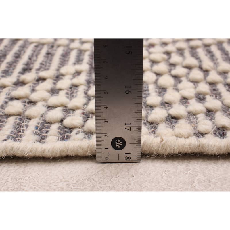 ECARPETGALLERY Braid weave Sienna Cream, Grey Wool Rug - 2'8 x 10'2