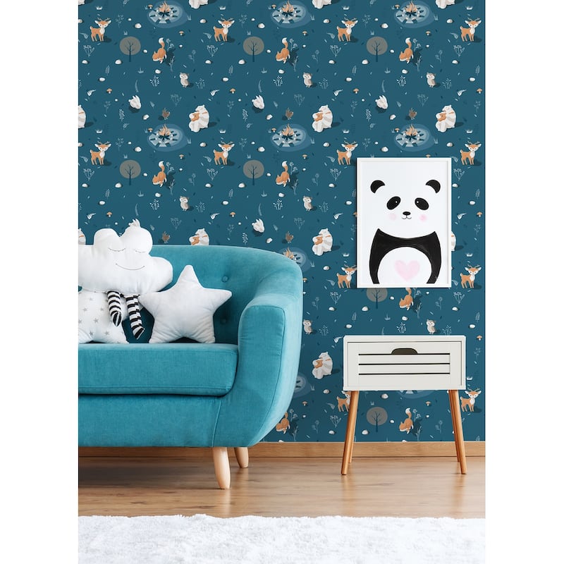 Chesapeake Jesper Blue Campfire Wallpaper - 20.9 x 396 x 0.025