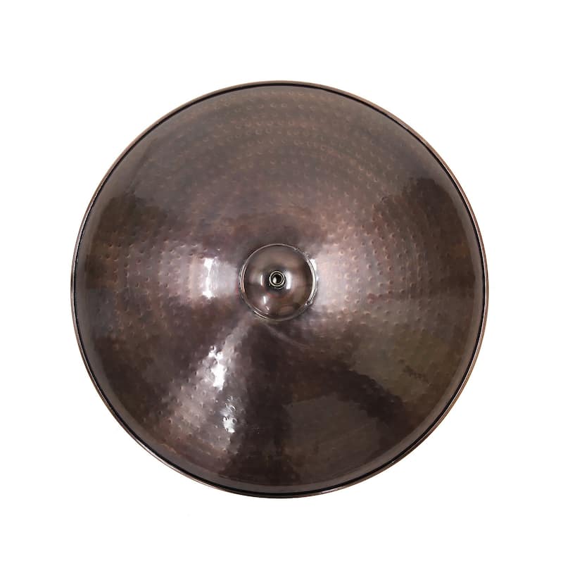 Achla Designs 14"W Round Burnt Copper Stainless Steel Birdbath w/ Black Wrought Iron Tripod Stand