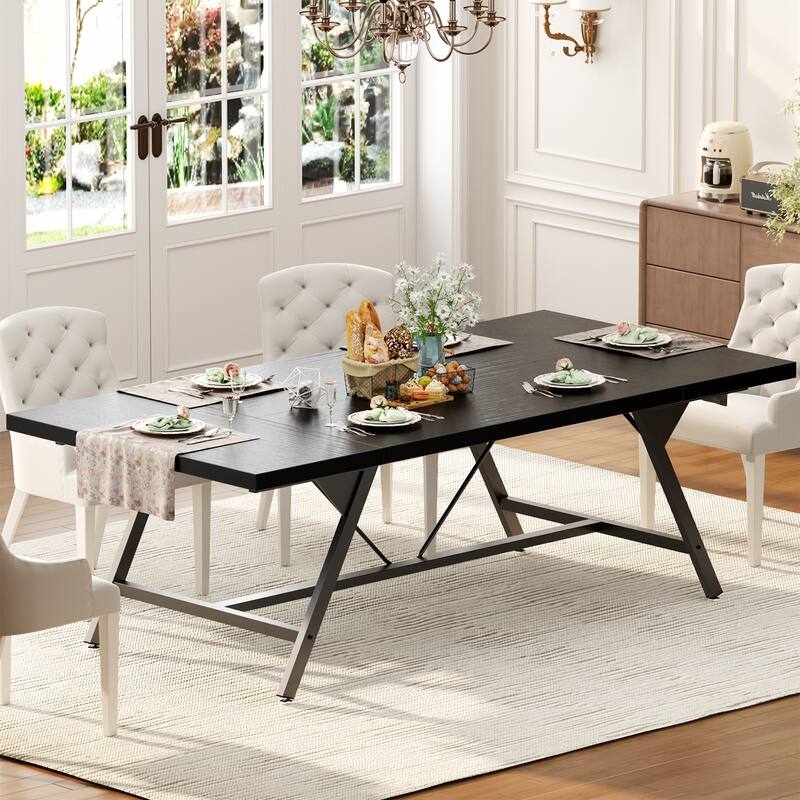 70.8-in Modern Farhouse Dining Table for 6 people, Large Kitchen Desk for Dining Room