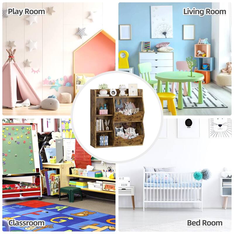5-Cubby Kid's Bookcase and Bookshelf