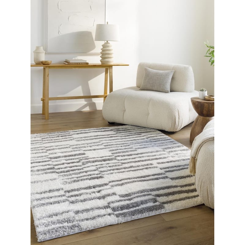 Livabliss Casual Cloudy Shag Graphic Area Rug - 5'3" x 7' - Gray/Off-White