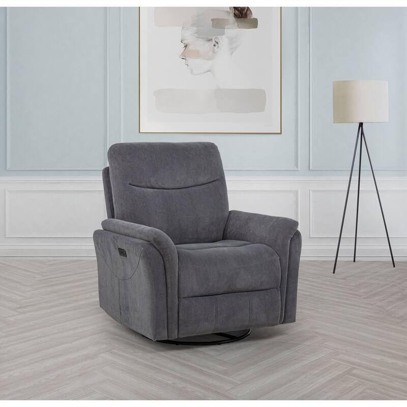 Adler Upholstered Power Swivel Glider Recliner