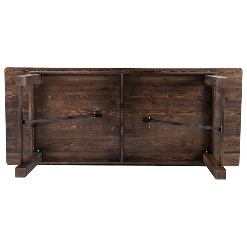 8' x 40" Rectangular Antique Rustic Solid Pine Folding Farm Table - 96"D x 40"W x 30"H