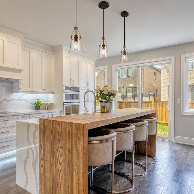 Haye Modern Gold 1-Light Mini Glass Pendant Light for Kitchen Island - D5.5" x H10"