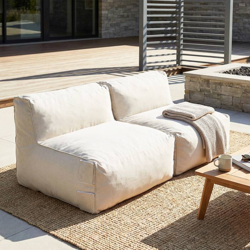 Christopher Knight Home - Nerissa Outdoor/Indoor Olefin Modular Bean Bag Armless Sofa Set with Shredded Foam Filled