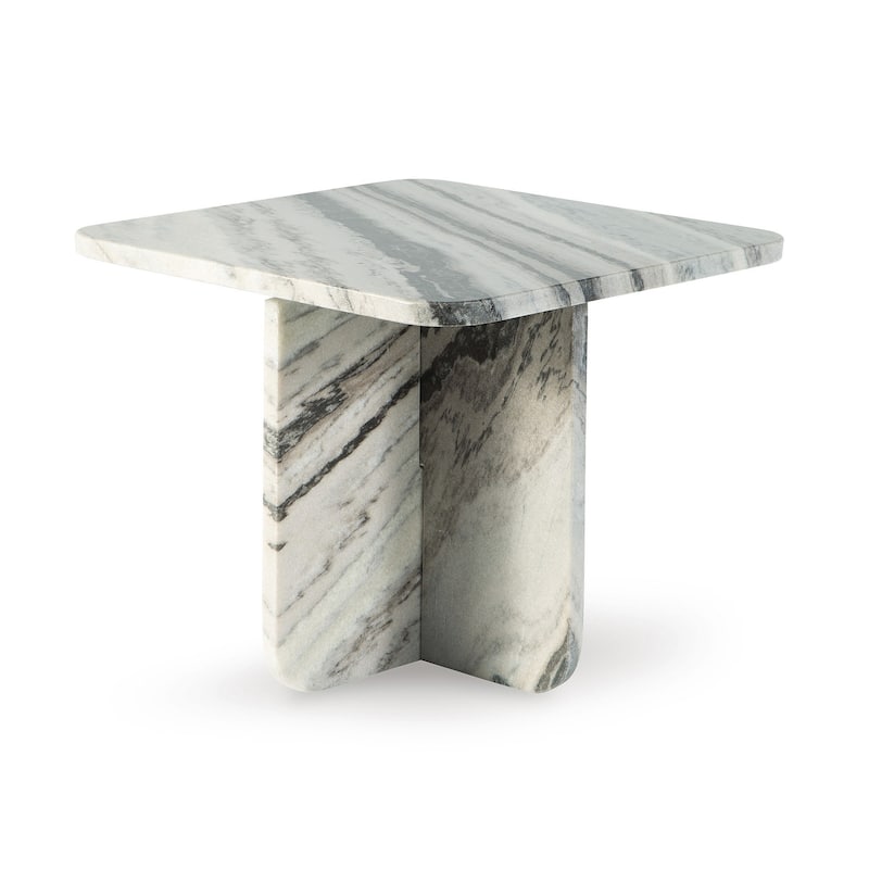 Signature Design by Ashley Baretton White/Black Accent Cocktail Table - 18"W x 18"D x 15"H