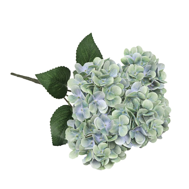 Set of 2 Natural Touch Mint Blue Artificial Hydrangea Flower Stem Bush Bouquet 18in - 18" L x 11" W x 11" DP
