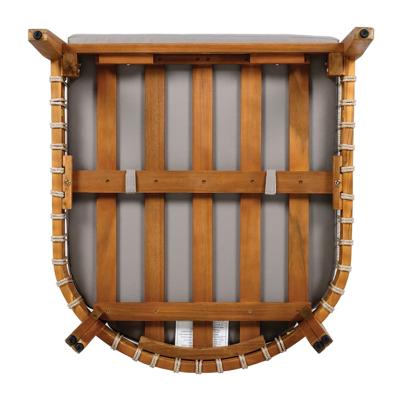 [Set of 2] Acacia Wood Outdoor Club Chair with Handwoven Rope Accents & Curved Backrest - Water-Resistant