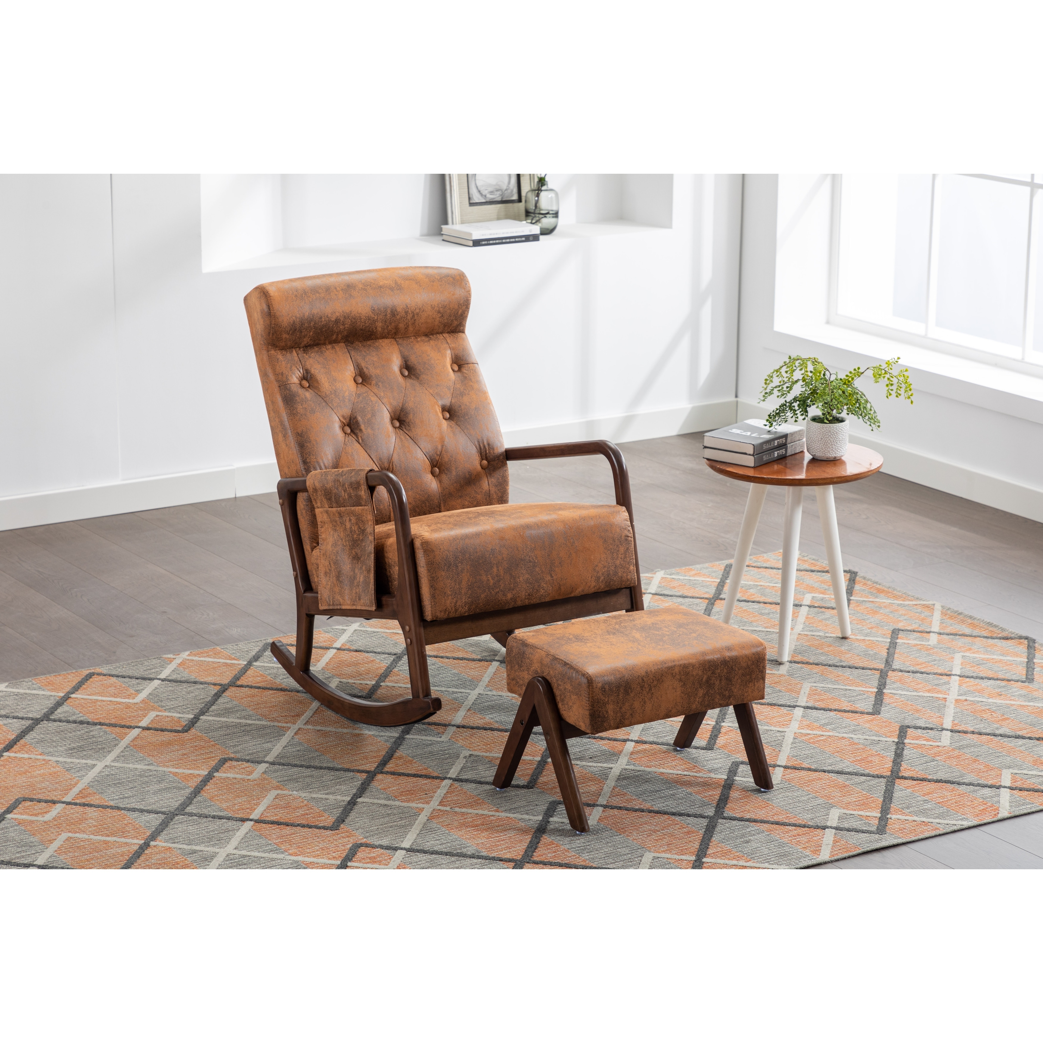 Upholstered rocking chair with sale ottoman