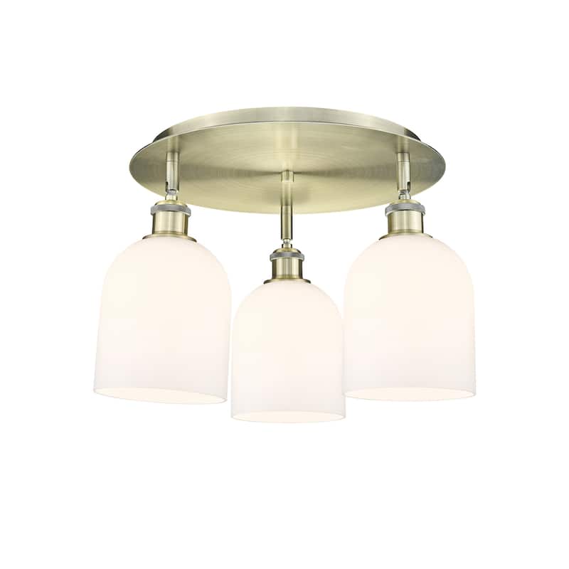 Innovations Lighting 516-3C-11-18 Bella Flush Bella 3 Light 18" Wide - Antique Brass / Gloss White