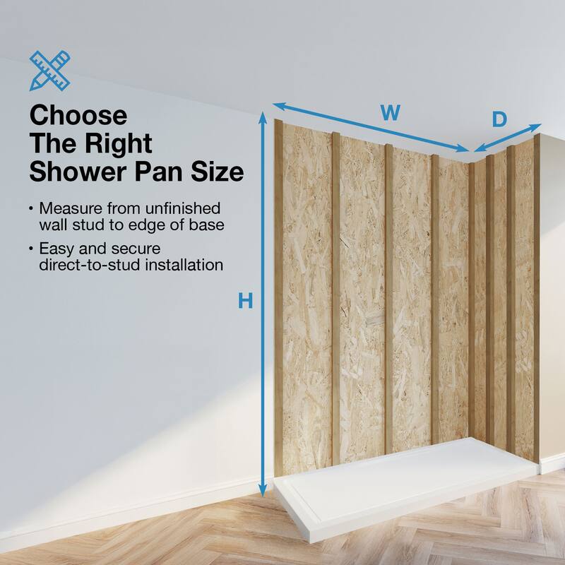 Adena White Shower Base 60x36 in white