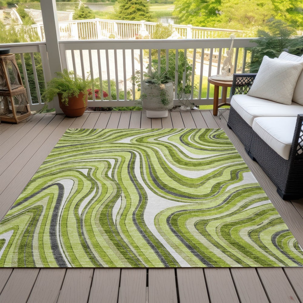 Machine Washable Indoor/ Outdoor Chantille Contemporary Abstract Rug