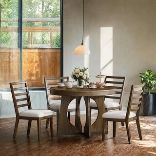 5-Piece Retro Rustic Functional Dining Set,1 Extendable Table with a 16 ...
