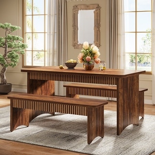 55 Inches Brown Wood Dining Table Set for 4-6 People - Bed Bath ...