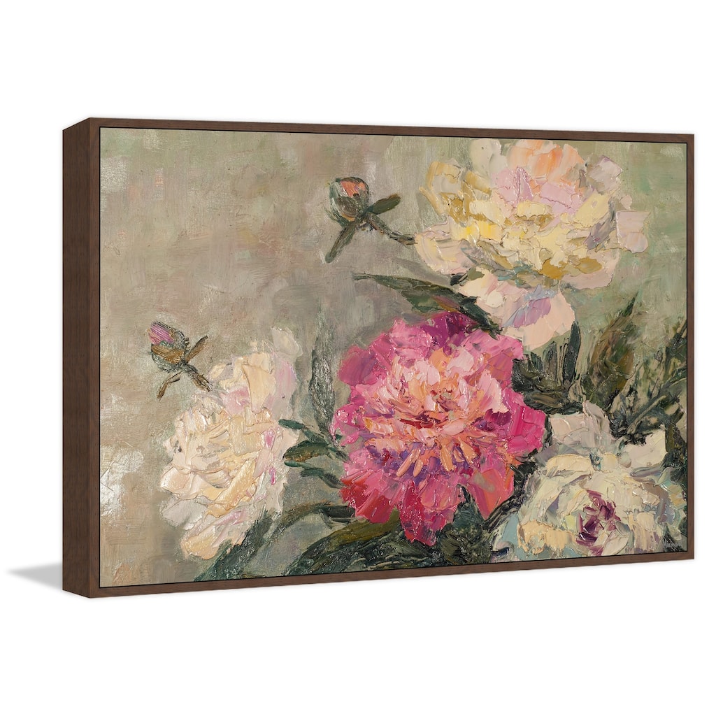 Garden Peonies Floater Framed Print on Canvas