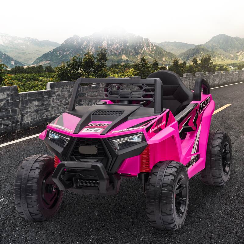 Electric 12V Ride On Mini UTV Car for Kids with Forward and Reverse, LED Lights, and Built-in Music, Battery Powered Vehicle