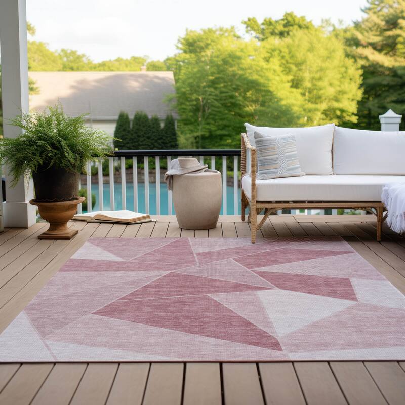 Machine Washable Indoor/ Outdoor Chantille Contemporary Mosaic Rug