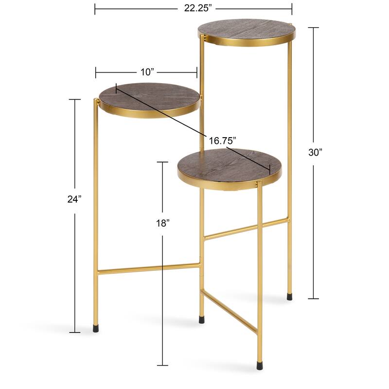 Kate and Laurel Fields Tri-Level Metal Plant Stand - 10x10x30