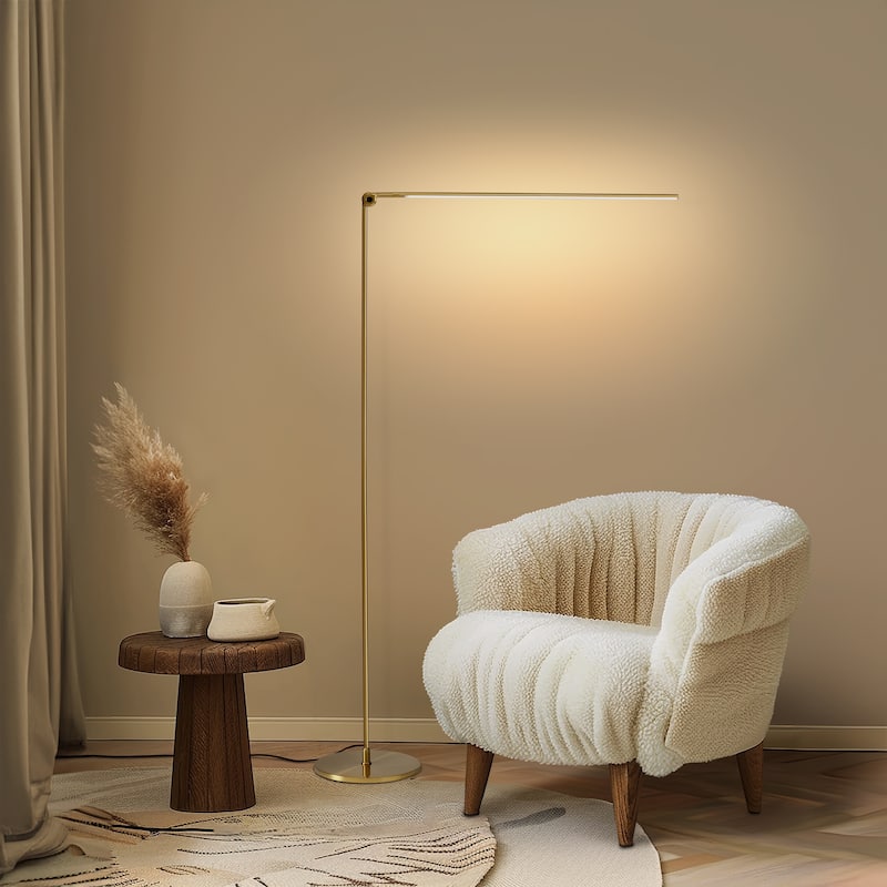 Brightech Libra 64.5 in. Antique Brass Industrial Dimmable and Color Temperature Adjustable LED Floor Lamp