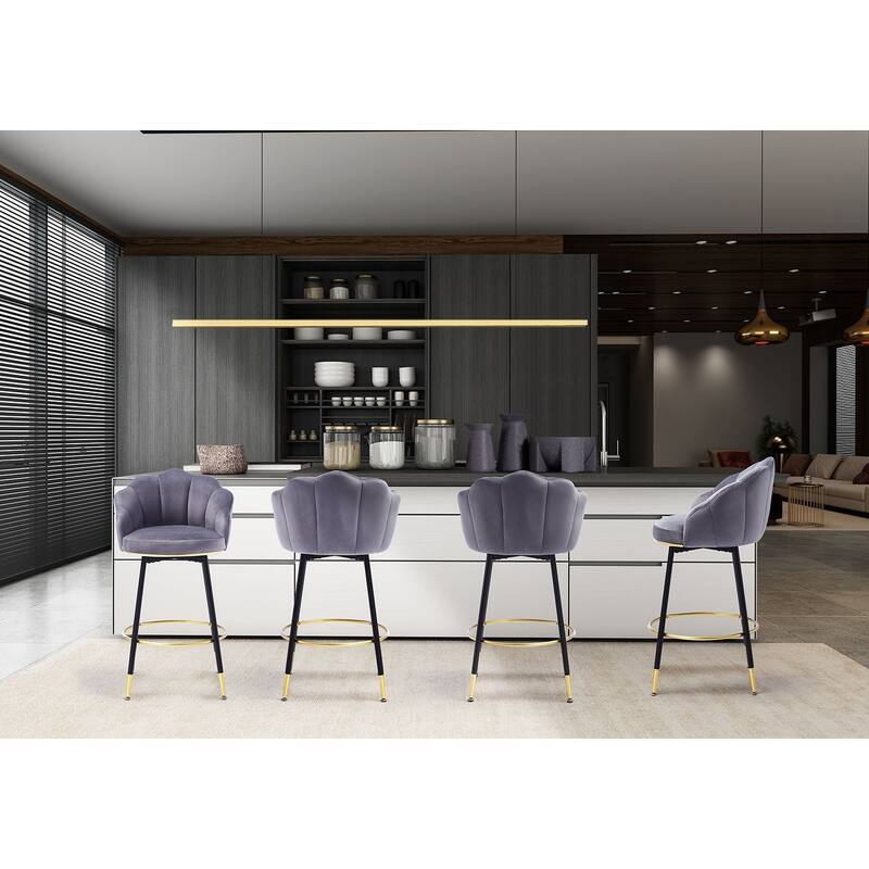 Hausfame Modern Swivel Bar Stools With Backs (Set of 2) - 22.2 in. W X 21.3 in. D X 39.6 in. H