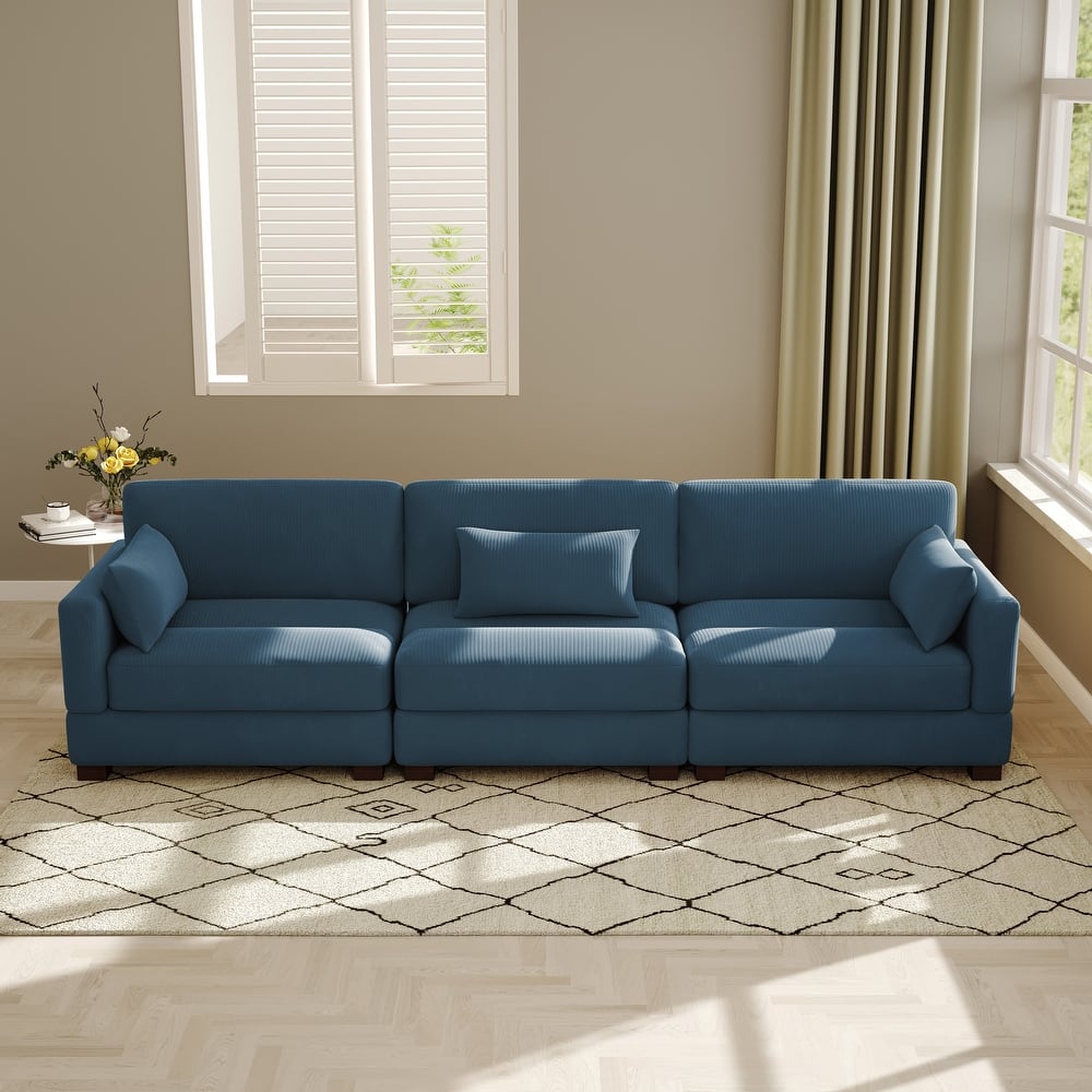 Modern 3-Piece Corduroy Sectional Sofa 3 Seater Sofa For Living Room