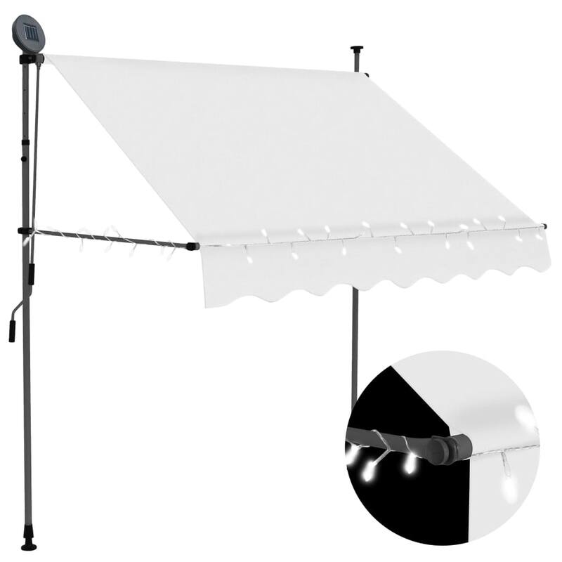 vidaXL Retractable Awning with Hand Crank and LED Sunshade Shelter for Outdoor