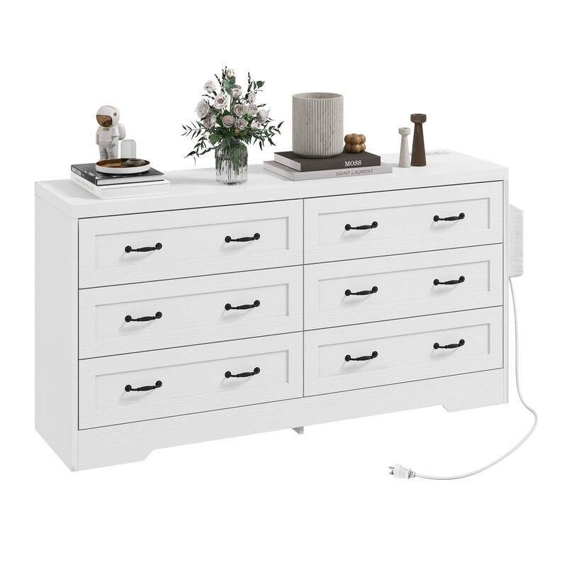 Moasis 6-Drawer 7-Drawer Double Dresser with Power Outlet and Organizer Bag