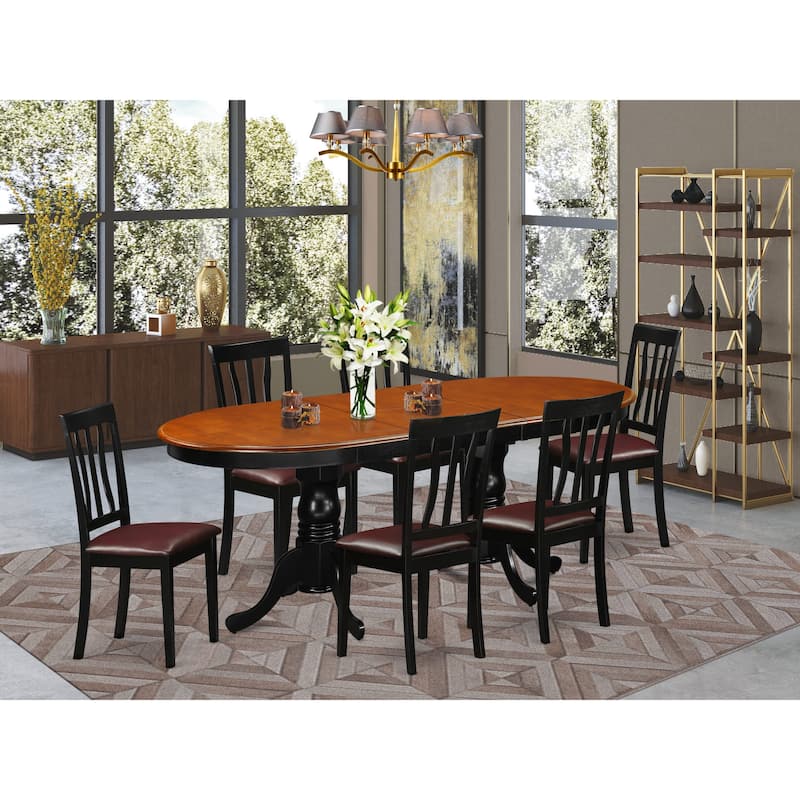 East West Furniture Dining Table Set Consist of an Oval Table with Butterfly Leaf and Dining Chairs (Chair Seat Type Options)