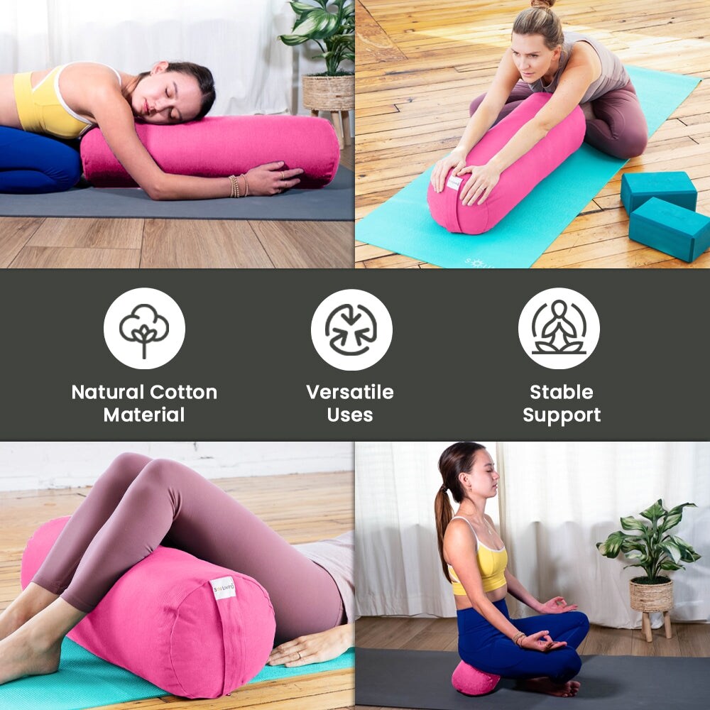 Sol Living Cylindrical Yoga Bolster Meditation Cushion - Cotton