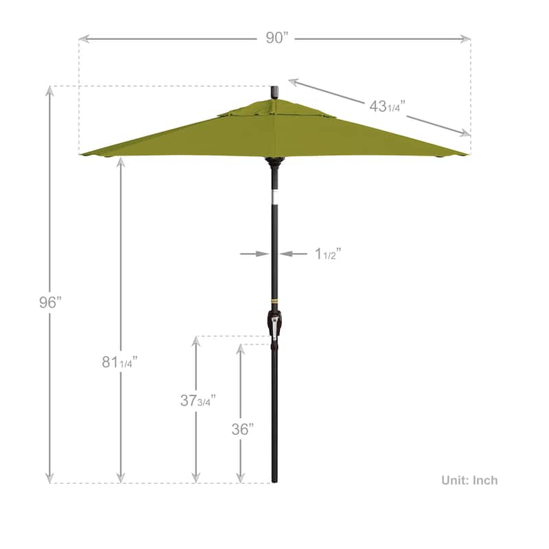 California Umbrella 7.5' Rd. Aluminum Patio Umbrella, Crank Lift with Push Button Tilt, Bronze Finish, Pacifica Fabric