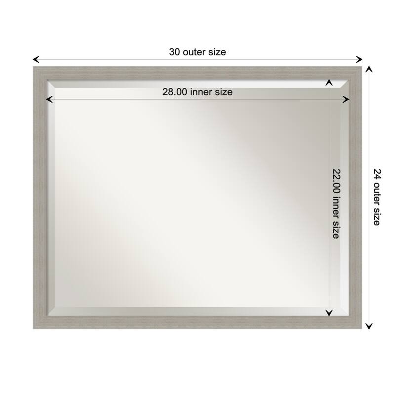 Woodgrain Stripe Beveled Wood Framed Wall Mirror - Woodgrain Stripe Grey - Glass Size 28x22