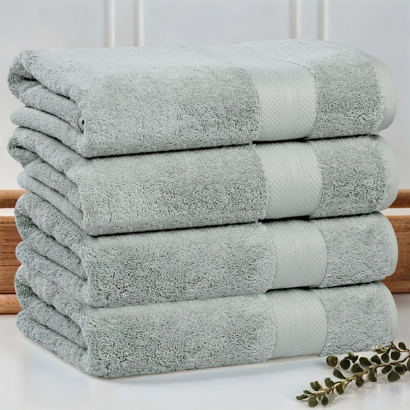 Superior Aria Turkish Cotton Heavyweight Bath Towel Set of 4 - Olive Green